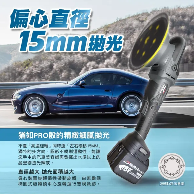 【JY 均怡】無線DA拋光機 附電池一顆 牧田18V通用(無線打蠟機 DA機 汽車美容)