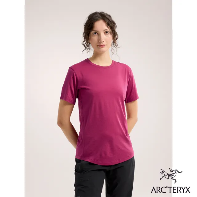 【Arcteryx 始祖鳥官方直營】女 Lana 羊毛短袖圓領衫(日暮紅)