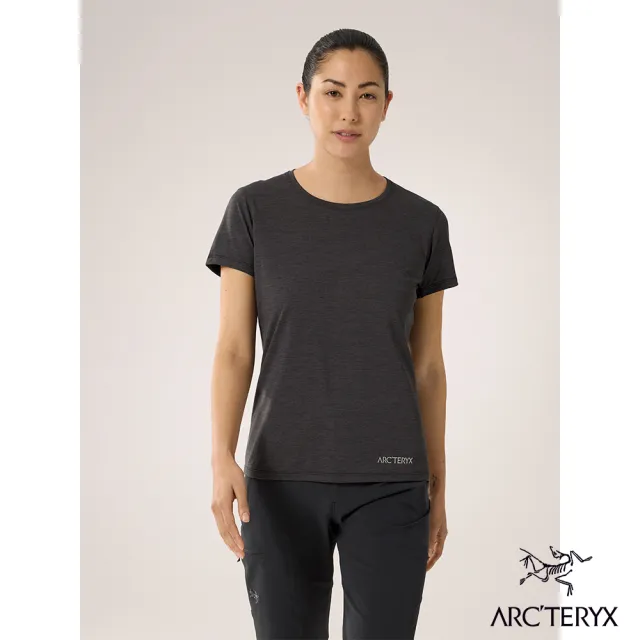 【Arcteryx 始祖鳥官方直營】女 Taema ArcBird 快乾短袖圓領衫(雜黑)