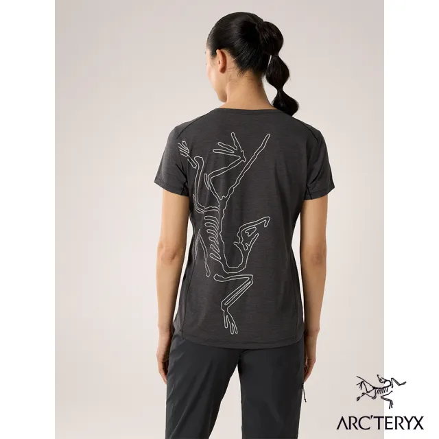 【Arcteryx 始祖鳥官方直營】女 Taema ArcBird 快乾短袖圓領衫(雜黑)