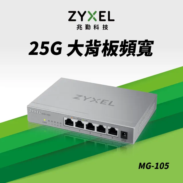 【ZyXEL 合勤】福利品★MG-105 5埠2.5G無網管Multi Gigabit交換器