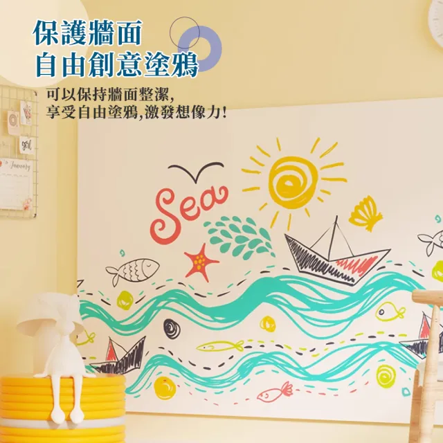 【waim life 暖暖生活】自帶黏膠牆面白板貼60x100cm(白板貼 白板)