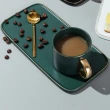 【Royal Duke】霧光大理石長盤咖啡早午餐組附匙(附不銹鋼湯匙 陶瓷 咖啡杯 馬克杯 杯 杯子 盤 長盤)