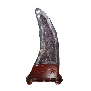 【古緣居】巴西天然紫水晶洞 +木製底座(18.87公斤)
