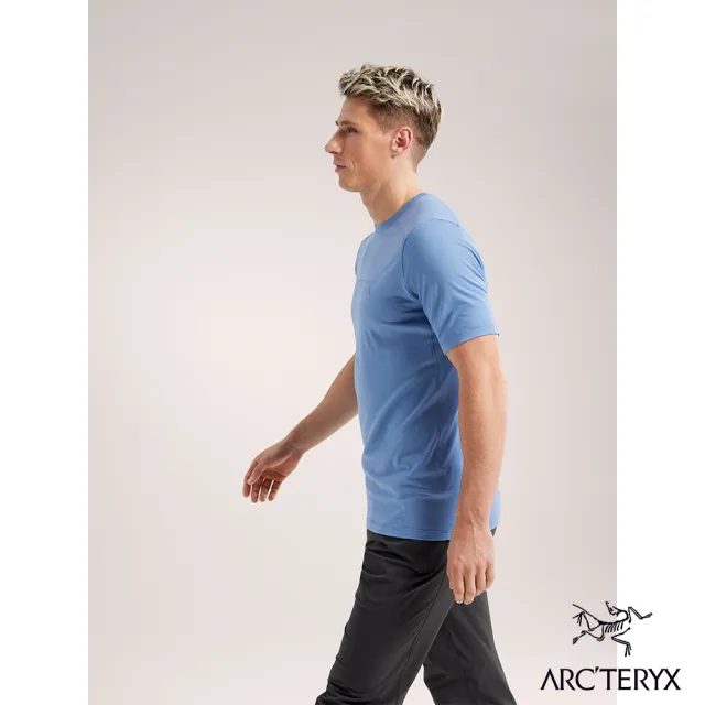 【Arcteryx 始祖鳥】男 Ionia ArcWord Logo 短袖羊毛T恤(石洗藍)