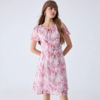 【ILEY 伊蕾】甜美花漾印花洋裝(粉色；M-XL；1242027435)