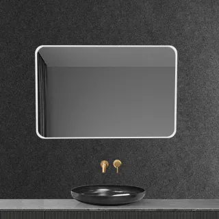 【YORI優里嚴選】40x60cm 黑/白/金-簡約北歐風浴室鏡(方形鏡子 橫豎可掛 化妝鏡 壁掛鏡 廁所鏡子)