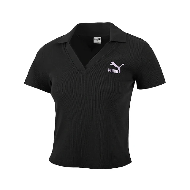 PUMA 短袖 Logo Polo Shirts 女款 黑 紫 合身 Polo衫 王淨同款(626863-01)