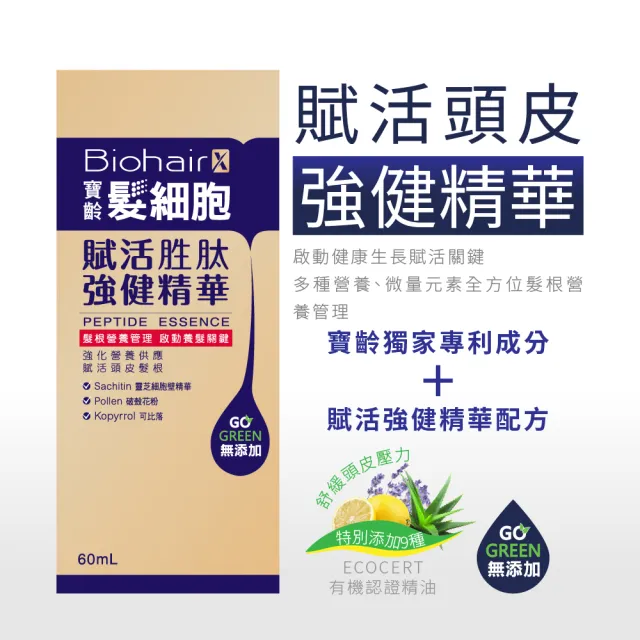 【寶齡富錦 PBF】髮細胞BiohairX 強健精華60ml 3入組(髮根營養管理 啟動養髮關鍵)