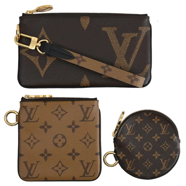 【Louis Vuitton 路易威登】LV M68756 經典花紋手提式活動三件組零錢包手拿包(現貨)