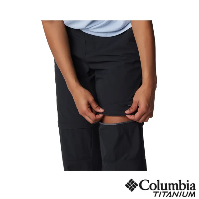 【Columbia 哥倫比亞 官方旗艦】女款-鈦Summit Valley™超防曬UPF50防潑兩截式長褲-黑色(UAR81580BK/IS)