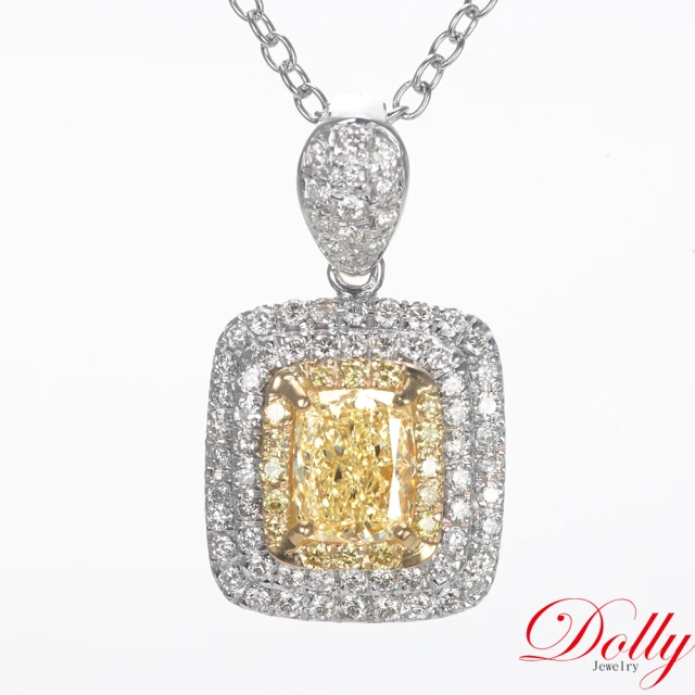 【DOLLY】0.70克拉 GIA艷彩黃彩鑽18K金鑽石項鍊(Fancy Yellow Even)