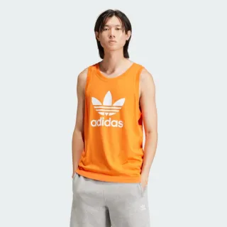 【adidas 愛迪達】背心 男款 運動背心 慢跑 三葉草 TREFOIL TANK 橘 IM9430