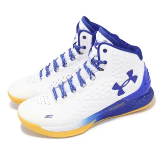 【UNDER ARMOUR】籃球鞋 Curry 1 Dub Nation 男鞋 白 藍 咖哩 勇士 高筒 緩衝 運動鞋 UA(3024397101)