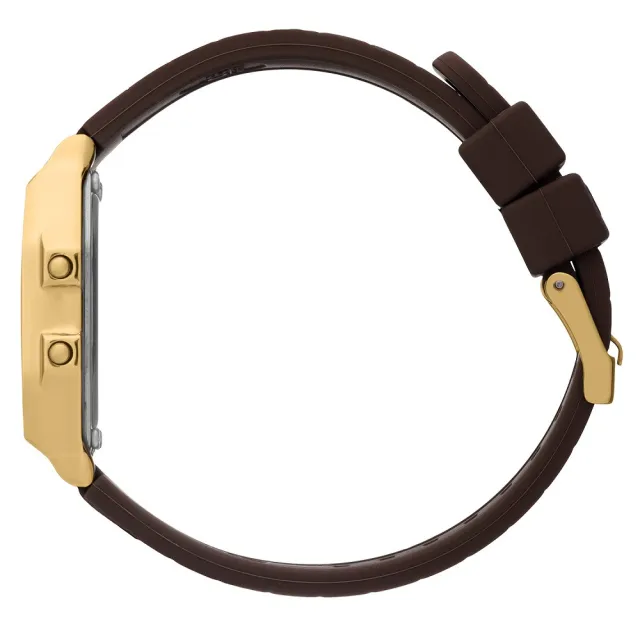 【Ice-Watch】ICE DIGIT RETRO系列 復古金框矽膠電子錶 32mm(咖啡色)
