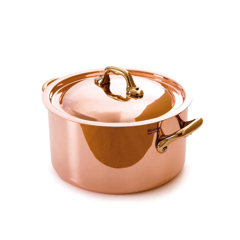 【Mauviel】150b銅雙耳湯鍋24cm-附蓋(法國米其林專用銅鍋)
