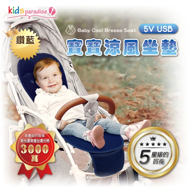 【Kids paradise】寶寶樂鑽藍嬰童涼風坐墊(涼風座墊 清涼座墊)