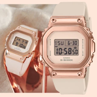 【CASIO 卡西歐】G-SHOCK WOMEN 金屬錶框 時尚玫瑰金方形電子錶(GM-S5600PG-4)