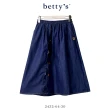 【betty’s 貝蒂思】小熊刺繡荷葉邊牛仔七分裙(深藍)