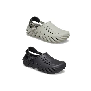【Crocs】Crocs 卡駱馳 Echo 波波 克駱格 男女鞋(207937 黑 灰)