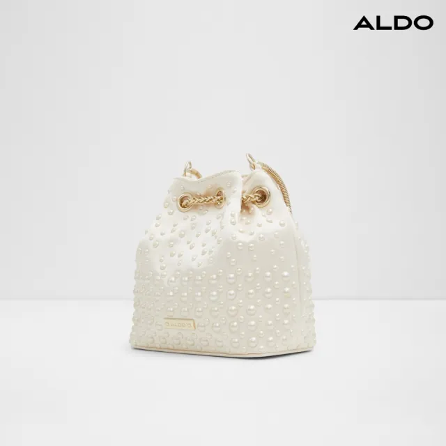 【ALDO】PEARLILY-優雅格調珍珠點綴水桶造型肩背包(奶油色)