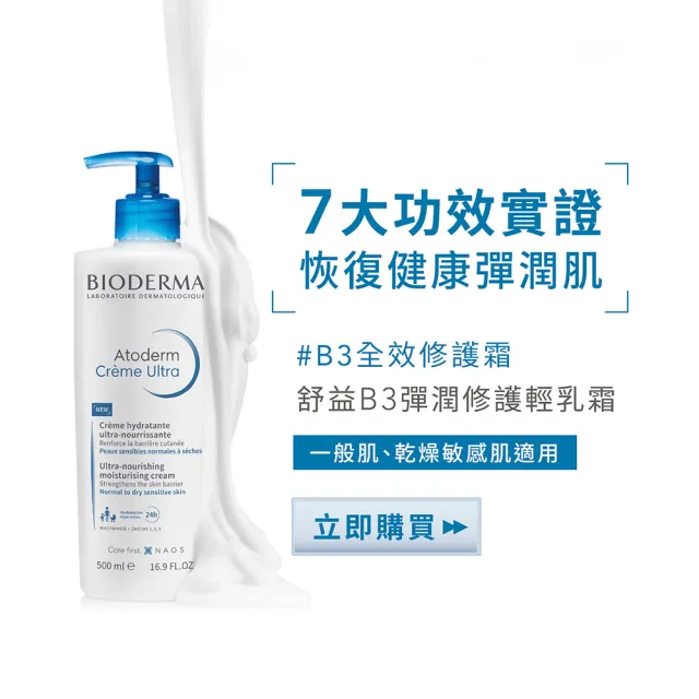 【BIODERMA 貝膚黛瑪】舒益B3彈潤修護輕乳霜200ml(官方直營)