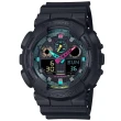 【CASIO 卡西歐】G-SHOCK 螢光色彩 虛擬世界雙顯腕錶 母親節 禮物(GA-100MF-1A)