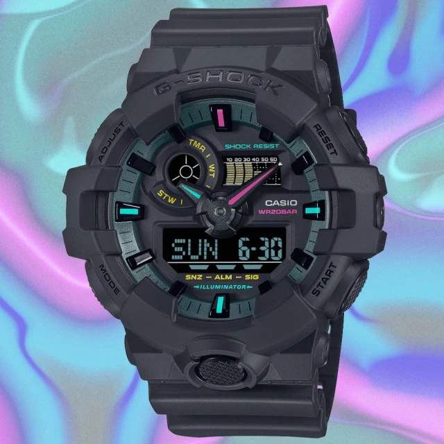 CASIO 卡西歐 G-SHOCK 螢光色彩 虛擬世界雙顯腕