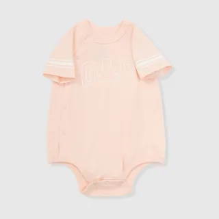 【GAP】嬰兒裝 Logo純棉小熊印花圓領短袖包屁衣-橘黃色(890360)
