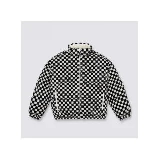 【VANS 官方旗艦】Faux Checker Puffer 女款白色/黑白棋盤格雙面穿羽絨外套