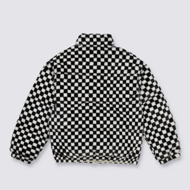 【VANS 官方旗艦】Faux Checker Puffer 女款白色/黑白棋盤格雙面穿羽絨外套