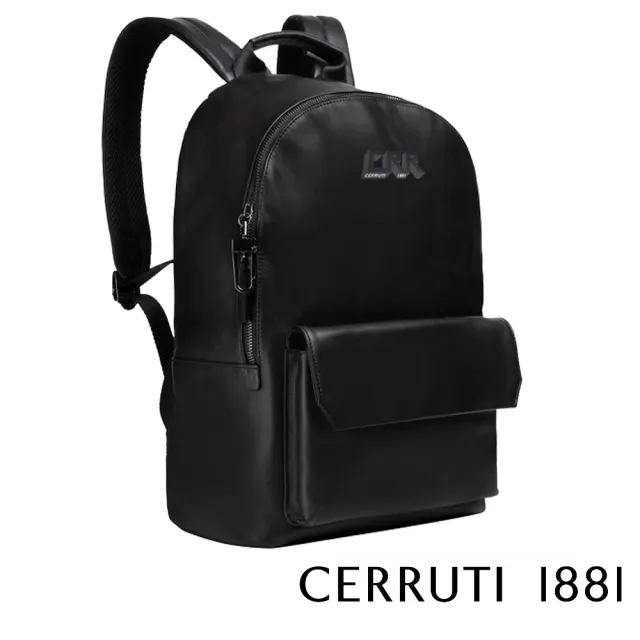 【Cerruti 1881】義大利原裝進口 頂級小牛皮後背包 CEZA06273M(黑色)