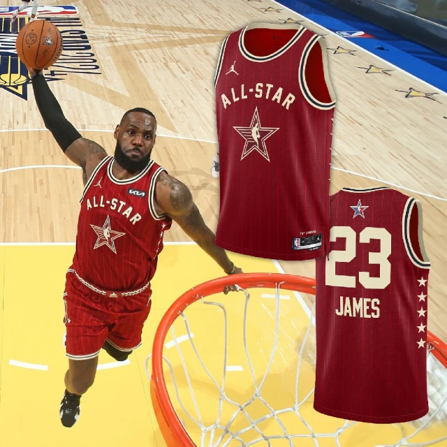 【NIKE 耐吉】球衣 Jordan NBA Swingman 男款 紅 黃 LeBron James 全明星賽(FQ7732-603)