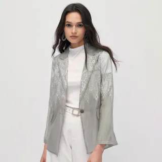 【MOMA】精緻雙層透視西裝外套(灰色)