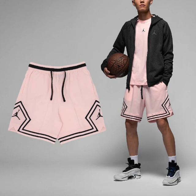 【NIKE 耐吉】短褲 JordanSport Woven Diamond 男款 粉 黑 速乾 籃球 運動 球褲(FB7581-622)