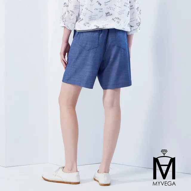 【MYVEGA 麥雪爾】MA高含棉白車線大口袋短褲-藍(2024春夏新品)
