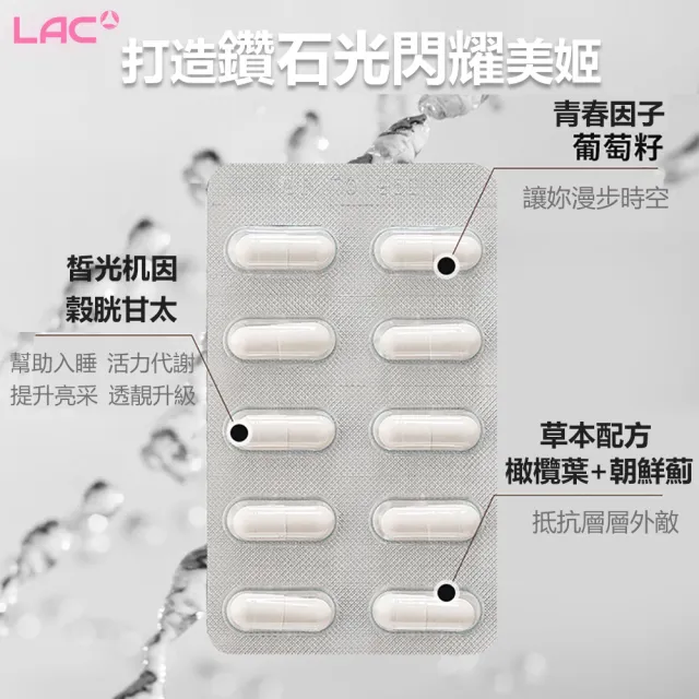 【LAC 利維喜】回原皙亮膠囊x2盒組(共120顆/穀胱甘太/葡萄籽/維生素C/朝鮮薊)