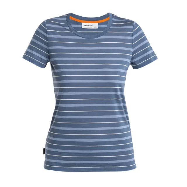 【Icebreaker】女 Wave Cool-Lite™ 圓領短袖上衣-JN150-藍/水藍/白條紋(IB0A56DJ-B80/T恤/機能上衣)
