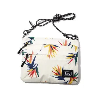 【KIU】交換禮物 日本 原廠貨 中性 WATERPROOF SACOCHE W ZIPPER 隨身包 健行/生活/旅行 南國花鳥白