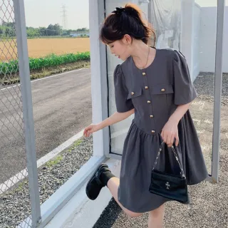 【UniStyle】小香風短袖洋裝 韓系氣質款 女 ZM221A-6618(高級灰)