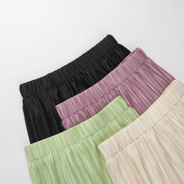 【Queenshop】女裝 質感光澤坑條造型鬆緊長裙 四色售 現+預 03021346