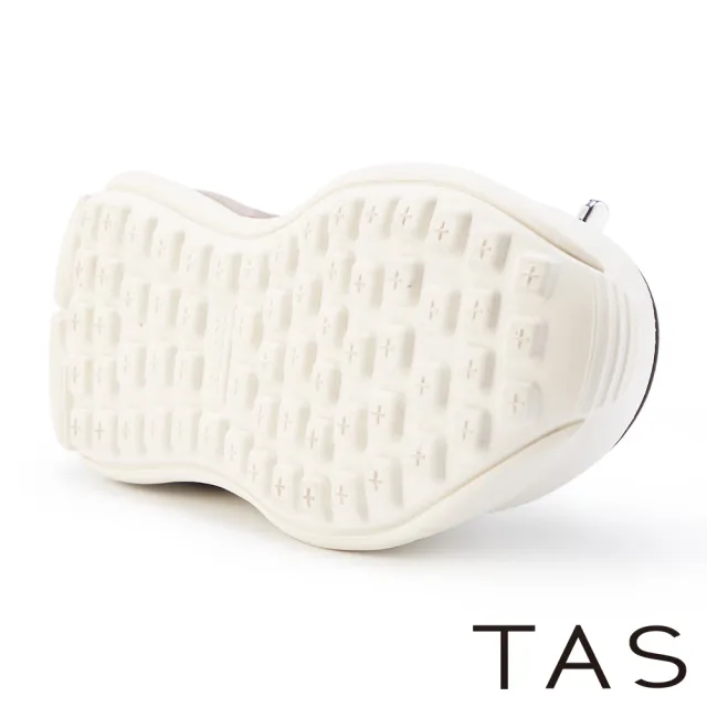 【TAS】免綁帶真皮輕量厚底休閒鞋(白色)
