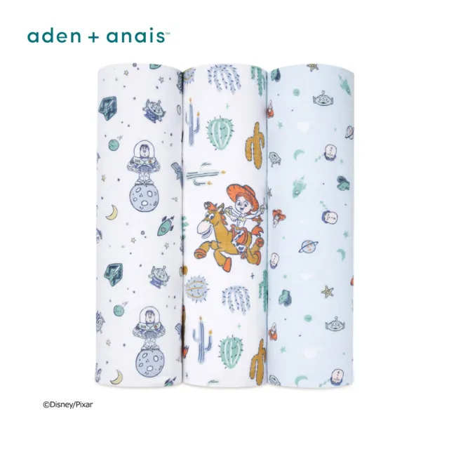 【aden+anais 官方直營】迪士尼經典多功能包巾3入/4款(米奇米妮/寶貝小飛象/玩具總動員/夢遊愛麗絲)