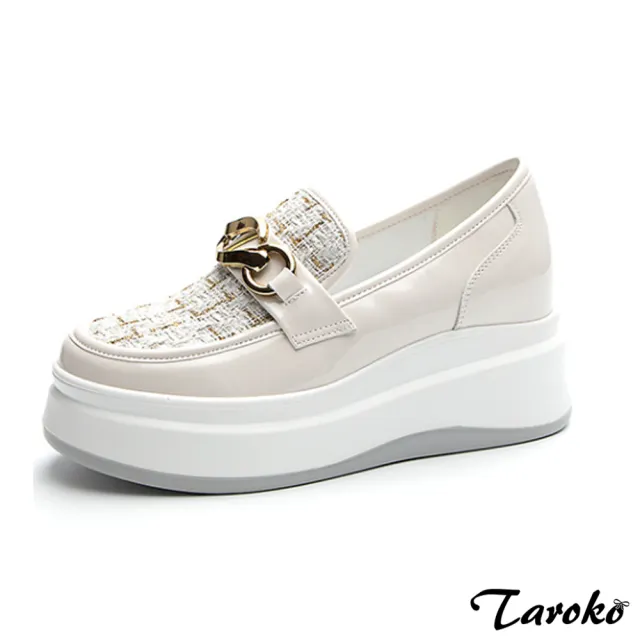 【Taroko】氣質美女編織金屬扣內增高厚底休閒鞋(2色可選)