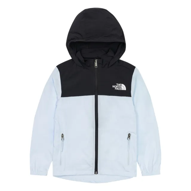 【The North Face 官方旗艦】北面兒童藍色涼感防曬舒適透氣連帽外套｜87ZEUFO