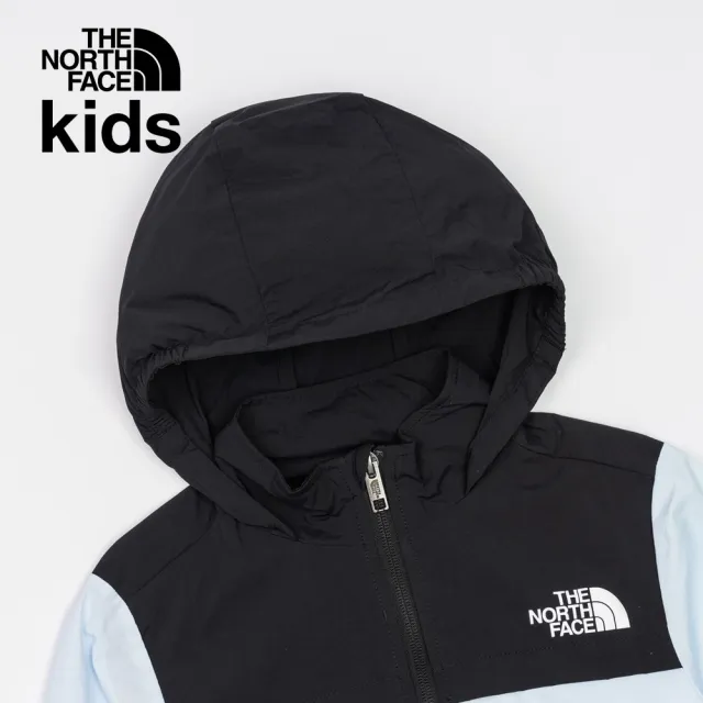 【The North Face 官方旗艦】北面兒童藍色涼感防曬舒適透氣連帽外套｜87ZEUFO