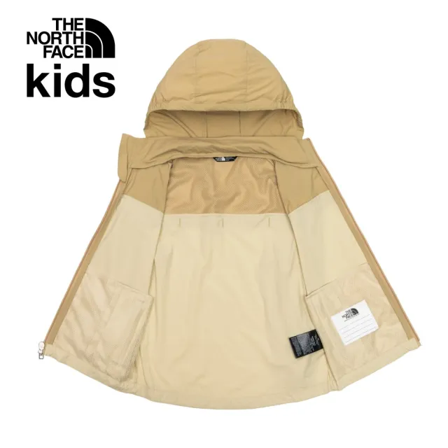 【The North Face 官方旗艦】北面兒童卡其色涼感防曬舒適透氣連帽外套｜87ZEQK7