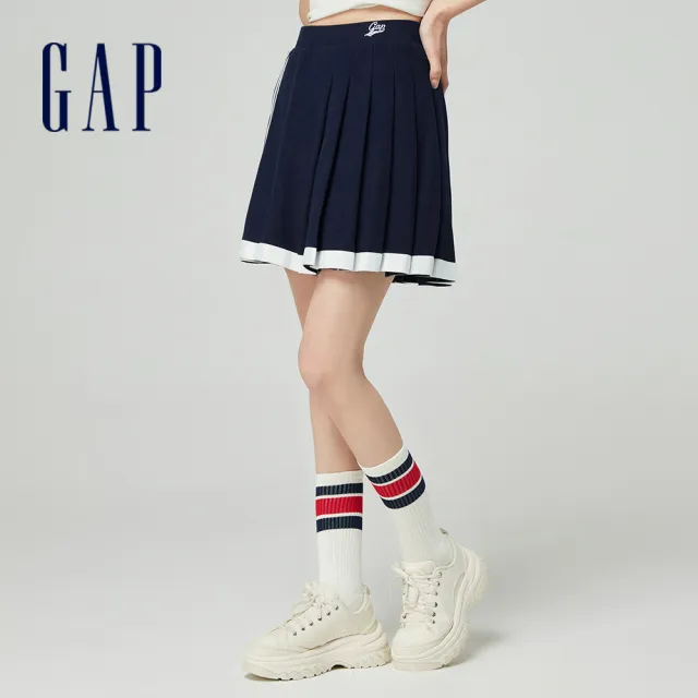 【GAP】女裝 Logo百褶短裙-海軍藍(876133)