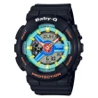 【CASIO 卡西歐】BABY-G 90年代色彩 雙顯女錶 樹脂錶帶 綠X藍X紅色錶面 防水100米 世界時間(BA-110NR-1A)