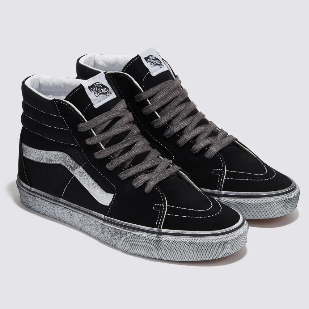 【VANS 官方旗艦】Stressed Sk8-Hi 男女款黑色滑板鞋/休閒鞋